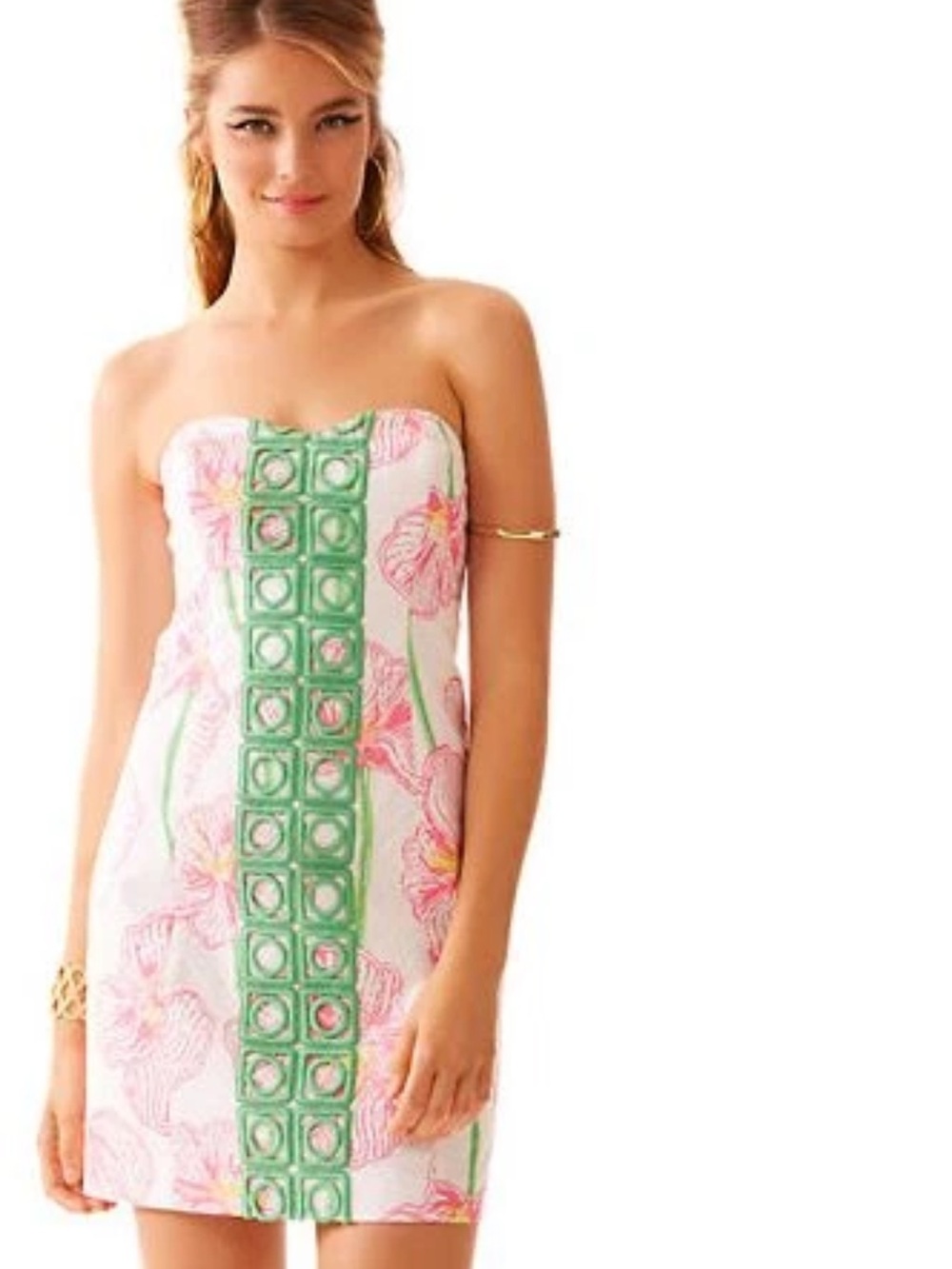 NWT $228 Lilly Pulitzer Angela Resort White Clover Cup Strapless Dress, Size 6 - Picture 3 of 11